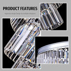 TOCHIC 10 Light Large Crystal Chandelier 31.5 inch, 5-Tier Contemporary Modern Chrome Crystal Chandeliers, Raindrop K9 Round Ceiling Light for Bathroom,Staircase, Entryway, Dining Room, Foyer, Kitchen