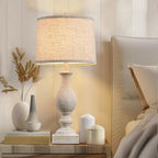 28'' Tall Farmhouse Table Lamps for Living Room, Bedroom Lamps Set of 2 with USB C+A Charging Ports, Rustic Farmhouse Nightstand Lamps for Bedside, Traditional Side Table Lamp with Fabric Shade