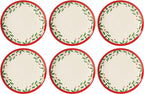 Lenox 893491 Holiday 6-Piece Accent Plate Set, Christmas Dinnerware, Hosting