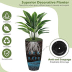 2 Packs 21 inch Tall Planter, Indoor Outdoor Round Planter for Porch, Large Plant Pot with Drainage Hole for Home Garden Front Door, Modern Decorative Pots for Plants (Green)