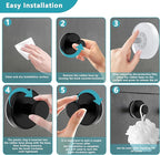 Suction Cup Hooks for Shower,Removable No Drill Towel Hooks,Upgraded 15 lbs Strong Suction hooks for Bathroom Tile,Shower Wall,Glass Door,Kitchen-Loofah,Coat,Stainless Waterproof-Matte Black 2 Pcs