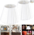GO&SO 2 Pack Linen Pleated Bell Lamp Shades for Table Lamps, Wall Lamps,5"x9"x6.4" (Spider) White Lampshades Small Natural Fabric Bedroom, Living Room Traditional Decoration Replacement