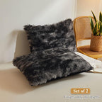 XeGe Tie Dye Faux Fur Fluffy Throw Pillow Cases, Plush Shaggy Soft Furry Pillowcases, Marble Print Velvet Fuzzy Decorative Pillow Covers for Bed Couch Zipper Closure, Set of 2(Standard, Tie Dye Black)