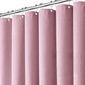 Inhousolu Fabric Shower Curtain Waffle Weave, 230 GSM Heavy Duty, Weighted Hem, 14 Metal Hooks, Water Repellent, Machine Washable, Hotel Spa Luxury Bath Curtain Set, 72 x 72 Inch, Pink