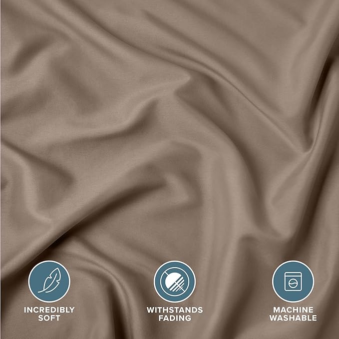 Bare Home Standard Pillow Sham Covers - Set of 2 - Premium 1800 Ultra-Soft Microfiber - Double Brushed - Stain & Fade Resistant - Bed Pillow Shams - Pillows Not Included (Set of 2, Taupe)