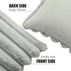 Neelvin Grey Faux Fur Cozy Soft Striped Decorative Throw Pillow Covers 24x24 inch Set of 2,Velvet Pillowcase Cushion Case for Sofa Couch