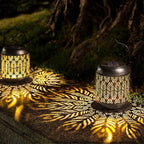 LeiDrail Solar Lantern Outdoor Hanging Lanterns Garden Metal Decorative Light Warm White LED Waterproof Landscape Lighting for Table Pathway Party Yard - 2 Pack