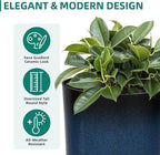 23.75" H Large Tall Outdoor Planters, Set of 2 Plastic Large Flower Pots for Outdoor Plants, with Gradient Cobalt Bule Finish, Weather-Resistant for Porch, Garden, Patio or Indoor Use