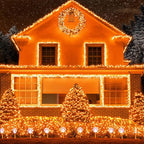 120 LED Orange Halloween Lights, 40 FT Halloween Lights Outdoor Clear Wire with 8 Modes, Plug in Waterproof Orange Fairy String Light for Indoor Christmas Halloween Thanksgiving Decorations