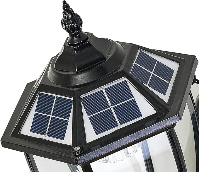 Solar Wall Lamp with Light Sensor,Waterproof Wall Light Outdoor Wall Sconce Led Hexagonal Light Fixture for Wall, Garage, Front Porch,Fence, Yard,Black
