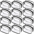 Weewooday 12 Pieces Clear Makeup Bags Cosmetic Storage Bags PVC Zipper Pouches Travel Waterproof Makeup Plastic Case for Women Organizing Toiletries Traveling Bathroom(Small,Black)