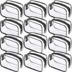Weewooday 12 Pieces Clear Makeup Bags Cosmetic Storage Bags PVC Zipper Pouches Travel Waterproof Makeup Plastic Case for Women Organizing Toiletries Traveling Bathroom(Small,Black)