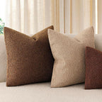 Foindtower Pack of 2 Textured Boucle Throw Pillow Covers Accent Solid Pillow Cases Cozy Soft Decorative Couch Cushion Case for Chair Sofa Bedroom Living Room Home Decor 18x18 Inch Hazel Brown