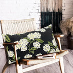 Decorative Throw Pillow Covers Set of 2 Black Hydrangea Pillow Covers 12x20 inch Super Soft Short Plush Square Floral Throw Pillows,Farmhouse Outdoor Pillow Covers for Couch Living Room