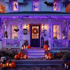 JMEXSUSS 2 Pack Purple Solar Halloween Lights, Total 400 LED 151FT Purple Halloween Lights Outdoor Waterproof, 8 Modes Solar Christmas Light for Outside Patio Yard Tree Decorations