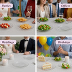 Aya's Cutlery Kingdom 100 Clear Plastic Plates for Party, Heavy Duty Disposable Set of 50 Dinner and 50 Dessert Plates, Elegant Fancy Design for Weddings, Parties, and Special Events