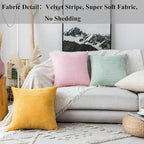 Home Brilliant Spring Throw Pillow Cover 26x26 Set of 2 Euro Shams Super Soft Striped Velvet Large Cushion Cover for Living Room, 26 x 26 inch, Mint