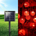 LORRYTE 2-Pack 100 LED Red Solar Christmas Lights Outdoor - 64FT Crystal Globe Waterproof Solar String Lights with 8 Lighting Modes for Christmas Decorations, Garden, Patio, Party, Porch