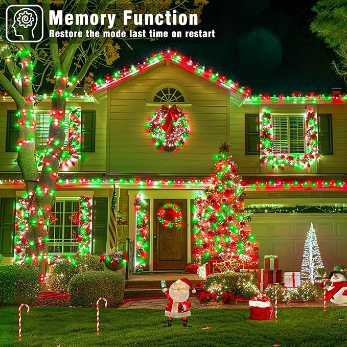 Christmas Lights Indoor, 132FT 400 LED Outdoor String Lights with 8 Modes Waterproof, Plug in Fairy Twinkle Lights Clear Wire for House Bedroom Patio Window Garden Wedding Decorations
