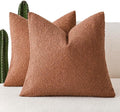 Foindtower Set of 2, Decorative Textured Boucle Throw Pillow Covers Accent Solid Pillow Cases Neutral Couch Cushion Case for Chair Sofa Bedroom Living Room Home Decor 26x26 Inch Burnt Orange Hazel
