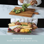 Charcuterie Board - Acacia Wood Cutting Board for Kitchen with Handle, Cheese Board for Vegetables, Bread, Fruits, Meat - Decorative Wooden Serving Tray House Warming Gift