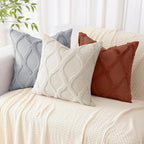decorUhome Throw Pillow Covers 18x18 Inch Set of 2, Soft Plush Faux Fur Wool Grey Couch Pillow Covers, Decorative Neutral Pillow Cases for Bed Sofa Living Room Home Decor