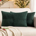 MIULEE Christmas Army Green Corduroy Pillow Covers Pack of 2 Boho Decorative Spliced Throw Pillow Covers Soft Solid Couch Pillowcases Cross Patchwork Cushion Covers for Living Room Bed Sofa 12x20 inch