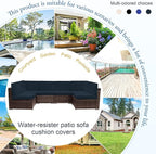 14 PCs Patio Cushion Covers for 7 PCs Outdoor Furniture Sectional Seating Sets Water Resistant Plus 2 Throw Pillows (Blue, 24.8(L)*24.8(W)*3.14(T) inches)
