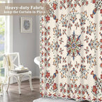 Boho Shower Curtain Floral Pattern Fabric Curtain for Bathroom Plant Theme Religion Floral Shower Curtain Sets Waterproof Decor 72x96Inch