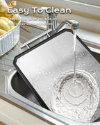 EXTRA LARGE Cutting Board,Double Sided Stainless Steel Cutting Boards Set for kitchen,Stainless Steel/Wheat straw pp Cutting Board for meat,Dishwasher Safe [20 * 13.8+16 * 11+12 * 8.3 Inch]