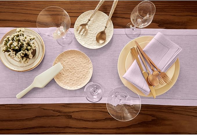 Solino Home Linen Table Runner 36 Inches - 100% Pure Linen Bubblegum Pink Hemstitch Table Runner 14 x 36 Inch Ideal for Dresser and Coffee Tables - Halloween - Milan