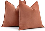 MIULEE Pack of 2 Burnt Orange Decorative Pillow Covers 22x22 Inch Fall Chenille Luxurious Couch Throw Pillows Boho Cushion Covers Euro Shams with Elegant Design for Sofa Bed Living Room Home Decor
