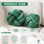 Knot Pillow Ball, Soft Decorative Throw Pillows Cushion, 11 Inch Round Plush Knotted Pillows Dark Green Pillow, Modern Home Throw Knot Decorative Cushion for Bedroom, Sofa, Couch