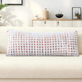 Boho Chenille Tufted Pillow Cover 14x36 Inch Set of 1, Farmhouse Striped Decorative Pillow Covers Accent Fluffy Neutral Long Body Bolster Pillow for Couch Sofa Bedroom Living Room, Orange