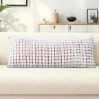 Boho Chenille Tufted Pillow Cover 14x36 Inch Set of 1, Farmhouse Striped Decorative Pillow Covers Accent Fluffy Neutral Long Body Bolster Pillow for Couch Sofa Bedroom Living Room, Orange