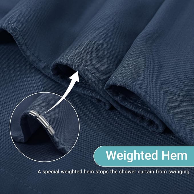 Navy Blue Long Shower Curtains 84 Inches Long for Patio Sliding Glass Door 72 Inch Wide Bath Curtain with Hooks Rings Neutral Natural Semi Sheer 72x84 Curtain for Bathroom