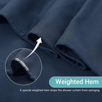 Linen Shower Curtain with 6 Hooks Modern Heavy Duty Washable Fabric Curtain Set Waterproof Thick Cloth Shower Curtains for Bathroom Bathtub Washable, W36*L70, Navy Blue