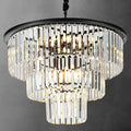 12 Lights 23.64" Black Modern Crystal Chandelier Crystal Pendant Ceiling Light Fixture 3-Tier Hanging Lighting for Dinning Room Bedroom Living Room Foyer