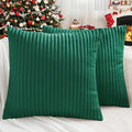 Simmore Decorative Throw Pillow Covers 22x22 Set of 2, Soft Natural Plush Flannel Double-Sided Fluffy Couch Pillow Covers for Sofa Living Room, Green