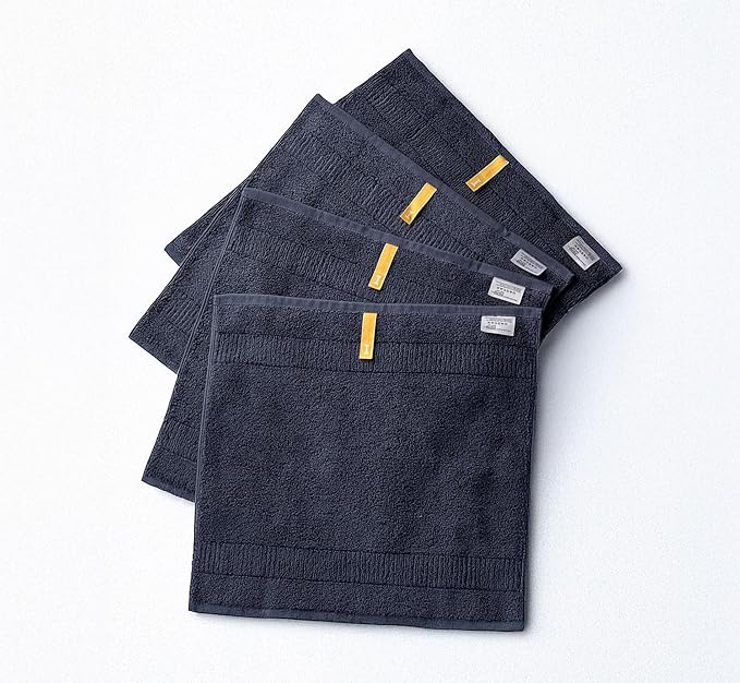 Highly Absorbent Organic Cotton Washcloths, Soft & Durable Face Towels, Made in Japan, Oeko-Tex Class 1 Certified, 7.1 x 7.1 inch, Navy, Pack of 4 – Proof of Purity