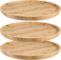 JOIKIT 3 Pack 12 Inch Bamboo Round Platter, Fine Polished Round Wood Plates Bamboo Serving Tray for Holding Fruit, Bread, Cheese, Nut, Coffee, Tea, Plant Saucer