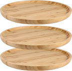 JOIKIT 3 Pack 12 Inch Bamboo Round Platter, Fine Polished Round Wood Plates Bamboo Serving Tray for Holding Fruit, Bread, Cheese, Nut, Coffee, Tea, Plant Saucer