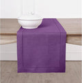 Solino Home Linen Purple Table Runner 144 Inches Long - 100% Pure Linen Extra Long Table Runner 14 x 144 Inch for Fall, Autumn, Halloween, Thanksgiving - Classic Hemstitch
