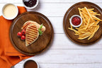 CLEENTABLE 2 Pack Wooden Charger Plates - 12" Rustic Wood Serving Platter - Round Dinner Plates, Decorative Tableware, Farmhouse Table Decor, Rustic Kitchen Plates, Wedding, Party, Events (Walnut)