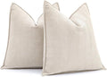 MIULEE Pack of 2 Christmas Cream Beige Decorative Pillow Covers 24x24 Inch Soft Chenille Couch Throw Pillows Farmhouse Cushion Covers Euro Shams with Elegant Design for Sofa Bedroom Living Room