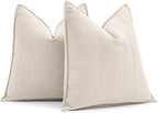 MIULEE Pack of 2 Christmas Cream Beige Decorative Pillow Covers 24x24 Inch Soft Chenille Couch Throw Pillows Farmhouse Cushion Covers Euro Shams with Elegant Design for Sofa Bedroom Living Room