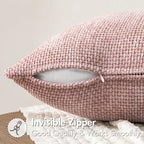 MIULEE Pack of 2 Couch Throw Pillow Covers 18x18 Inch Aesthetic Pink Modern Boho Accent Decorative Pillow Covers Soft Cute Chenille Farmhouse Cushion Covers for Home Decor Bed Sofa Living Room