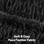 FUTEI Black Decorative Throw Pillow Covers 22x22 Inch Set of 2,Soft Fluffy Faux Feather Texture Cushion Cases,Modern Home Luxury Decor for Couch Bed Living Room