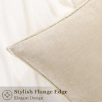 decorUhome Couch Throw Pillow Covers 24x24 Set of 2, Decorative Soft Euro Neutral Chenille Pillow Covers with Elegant Design for Sofa Bed Living Room Home Decor, Beige