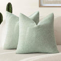 Foindtower Pack of 2, Curly Faux Fur Decorative Throw Pillow Covers Soft Fuzzy Plush Cushion Case with Zipper Cozy Pillowcase for Home Living Room Couch Bed Sofa 18 x 18 Inch, Sage Green